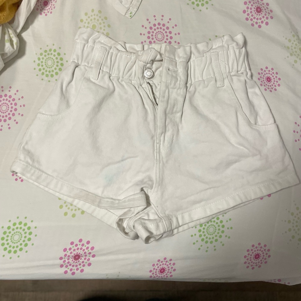 White high waisted jean shorts